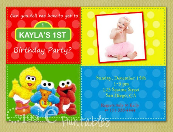 Sample Invitations Birthday 1St Sesame Street 5