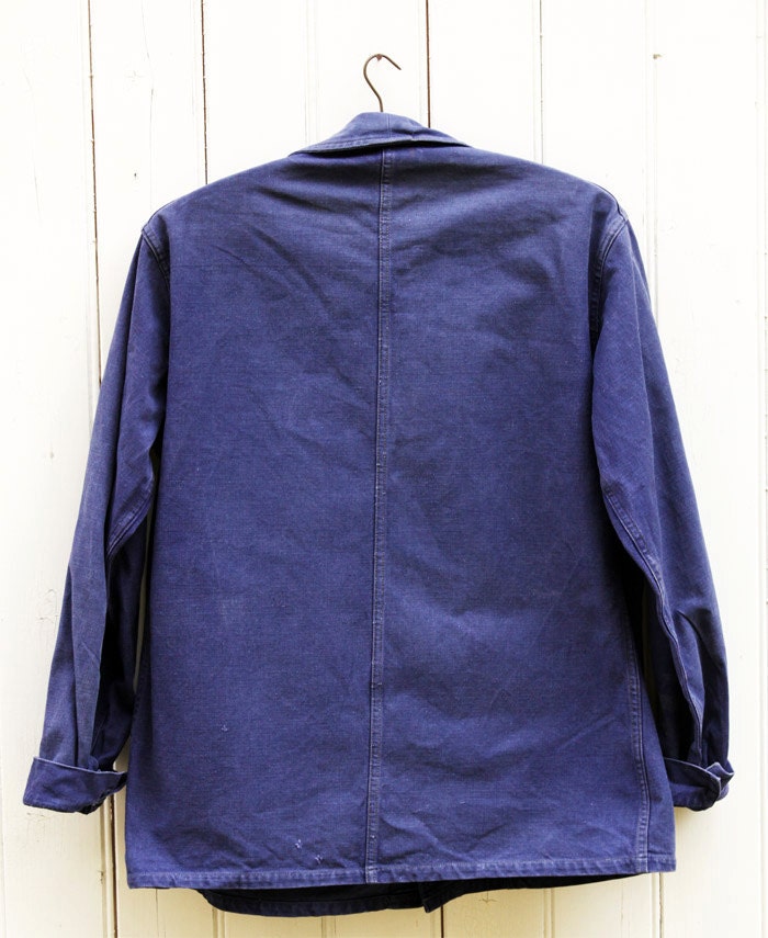 Vintage 60s French WorkWear Casual Blue Workers Jacket