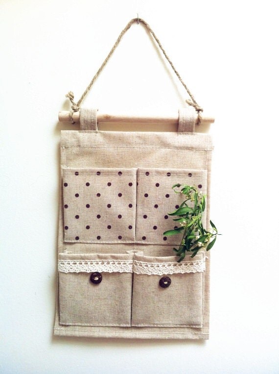 Natural Style Linen Canvas Hanging Storage by turquoiseartdesign