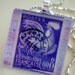 Vintage French Rooster Postage Stamp Pendant Necklace, Purple