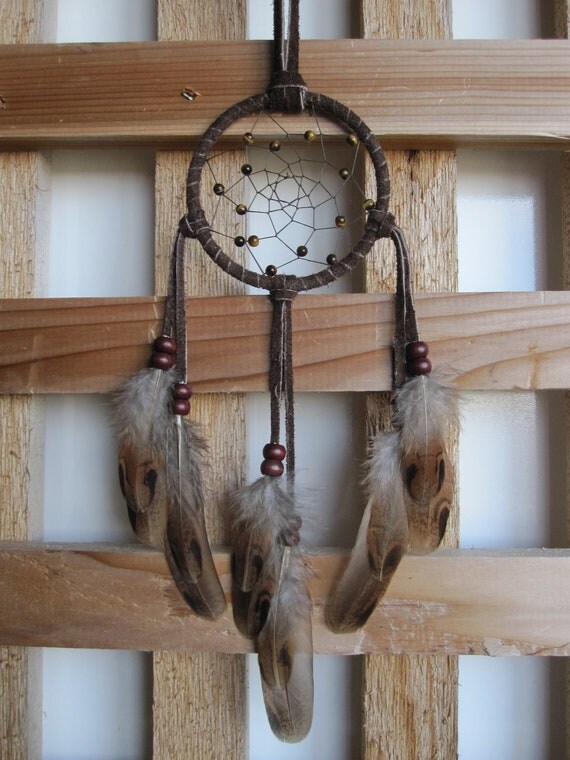 Chocolate Brown Dream Catcher with Brown by FeathersandSinew