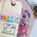 Handmade by sewing gift tags - Manila hand-stamped pink gingham - set of 6