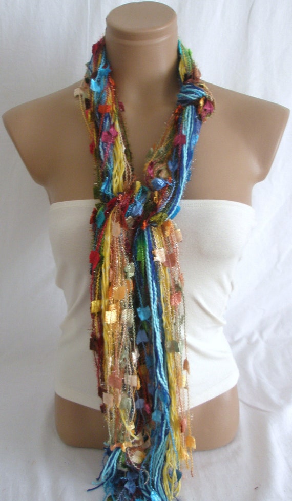 Fringe Scarf Knotted Scarf The Rainbow