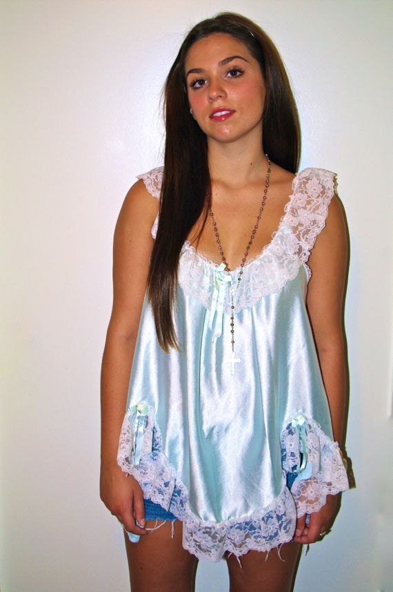 blue lace nightie