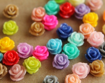 30 pc. Multi-Colored Tiny Rose Cabochons 7.5mm | RES-199