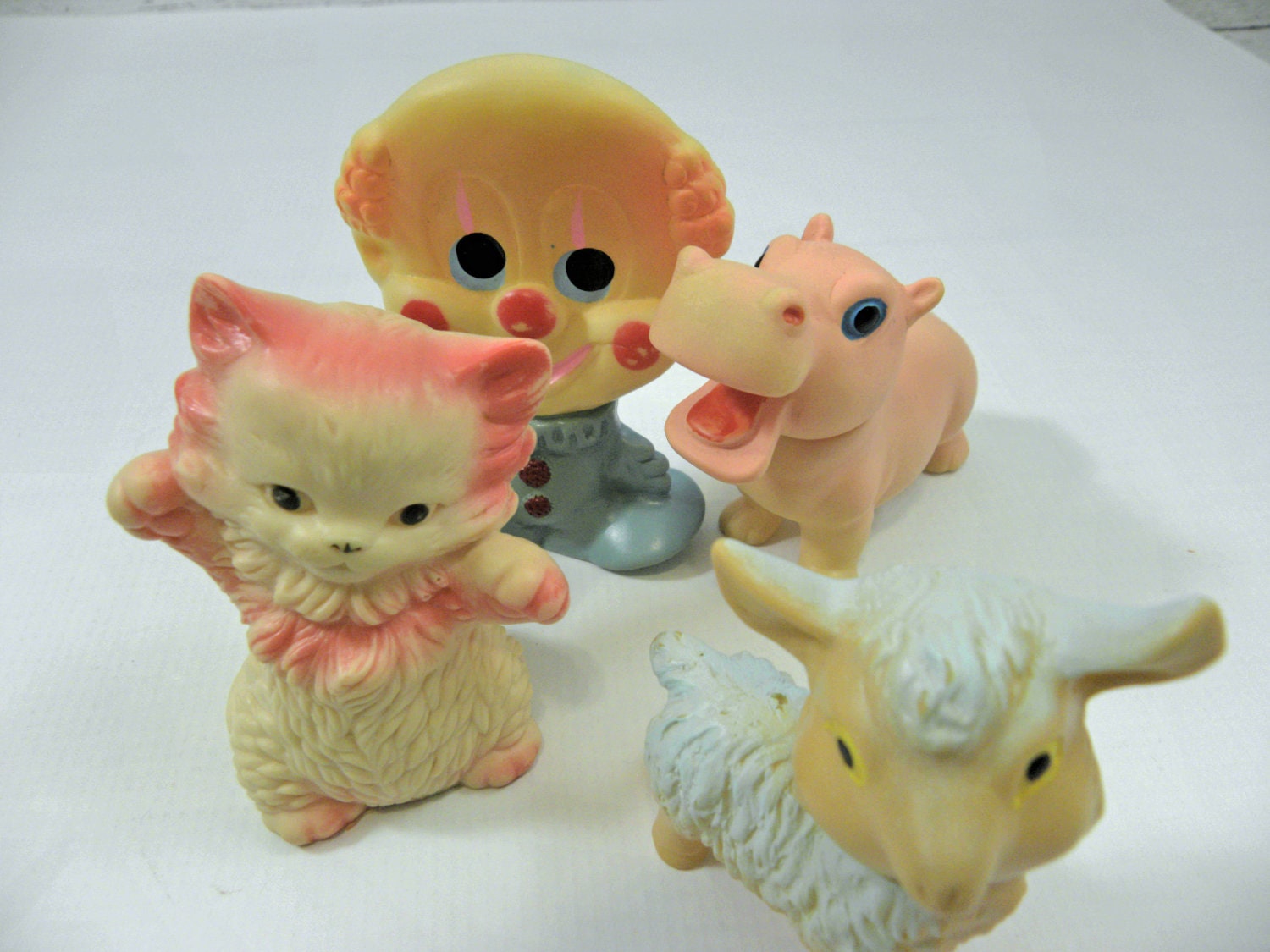 Vintage Children's Squeaky animal Toys Set of Four from