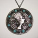 Edgy Turquoise and Silver NEFERTiTI Keira Knightley Pendant Necklace