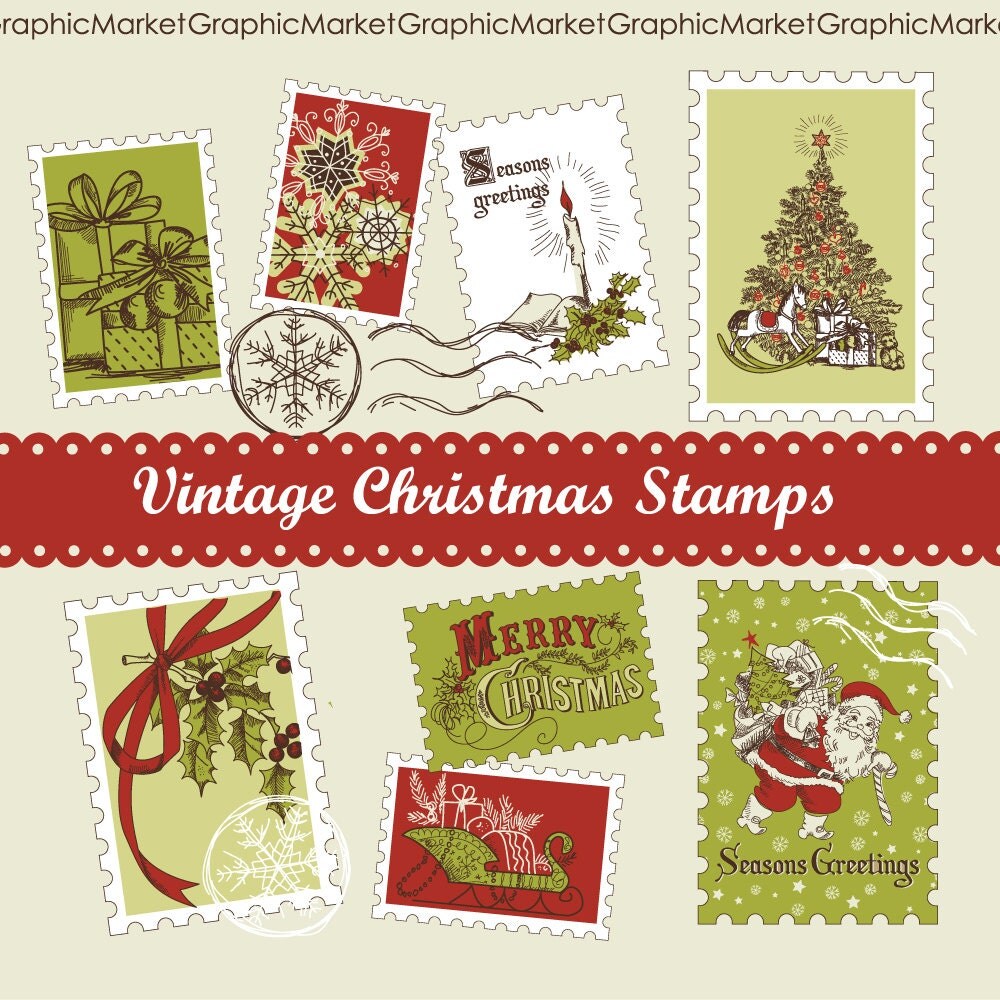clipart christmas postage stamp - photo #12