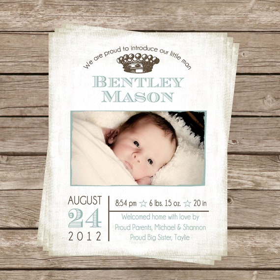 Little Man DIY Baby Announcement by on Etsy