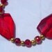 Large Ruby Colored Crystal and Gold Necklace and earrings