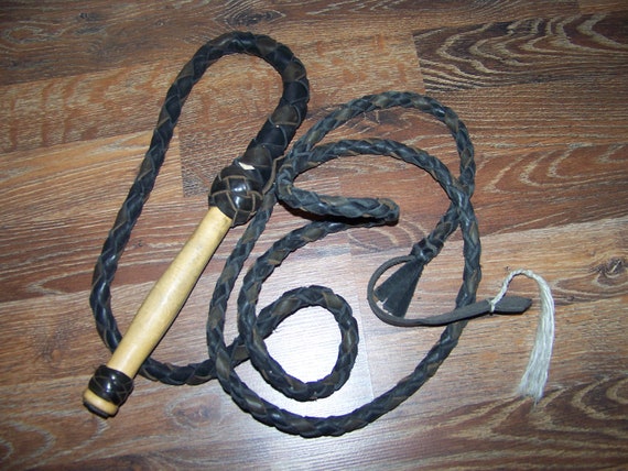 Items Similar To 8 Foot LEATHER HORSE WHIP Crop Training Black Leather