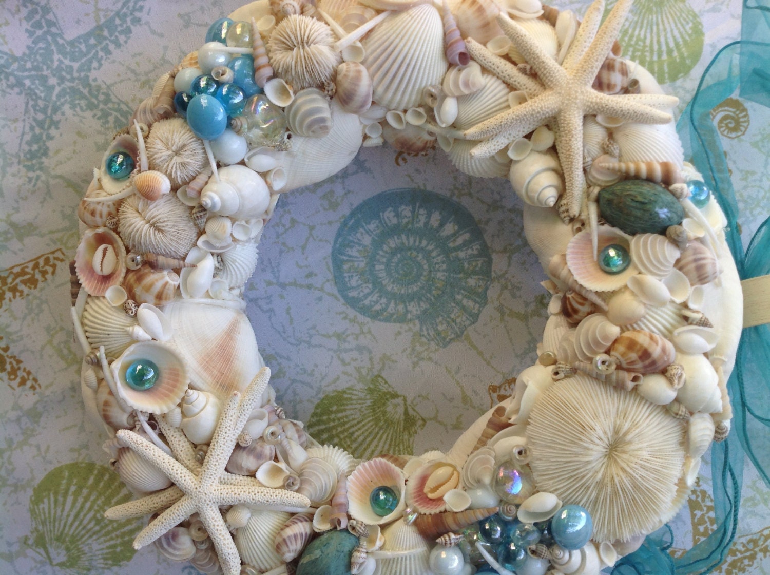 Seashell Coastal Wreath Beach Themed Shell Decoration with