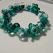 Lampwork beads - sea green,white,turquoise braclet,elastic, whit 30 handmade glass beads - by Ulrike Dietrich