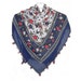 Traditional Turkish Yemeni Cotton Scarf With Crocheted Lace, Navy Blue / Red / White Tulip Pattern