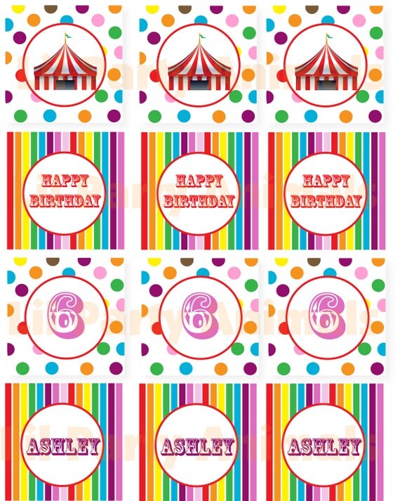 Items Similar To DIY Printable Rainbow Circus Cupcake Toppers On Etsy