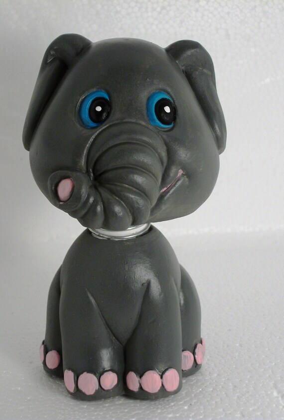 Elephant Bobble Head by PurpleCowArt on Etsy