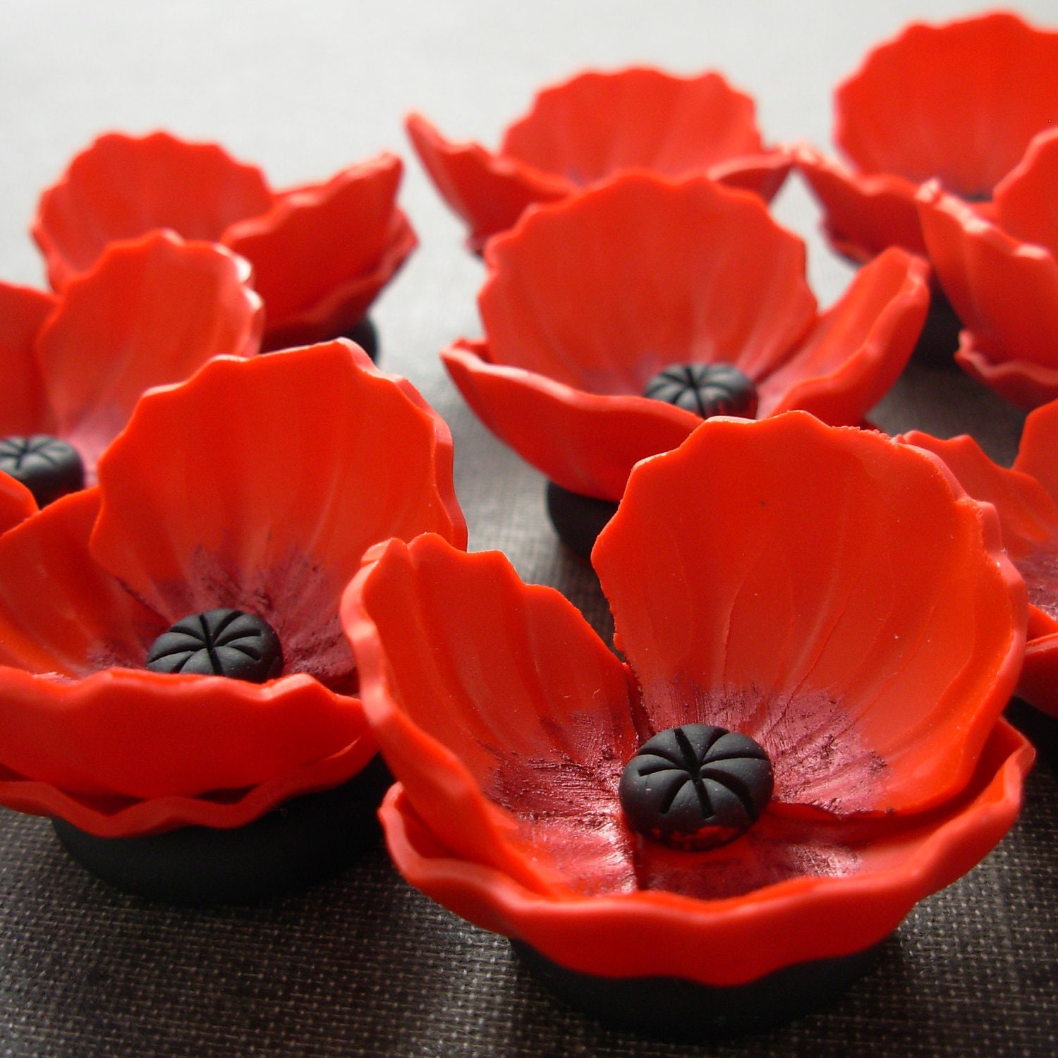 Items similar to Polymer clay poppy bead, large focal on Etsy