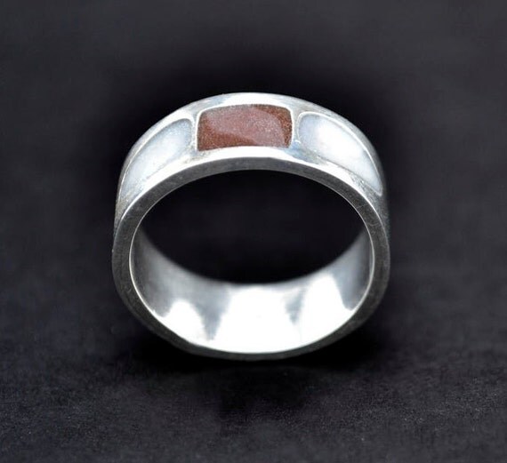 Geometric Ring in Solid Sterling Silver with Chocolate and