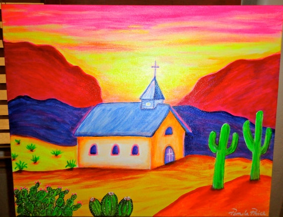 Items similar to Brightly Colored Southwestern Original Art Acrylic ...