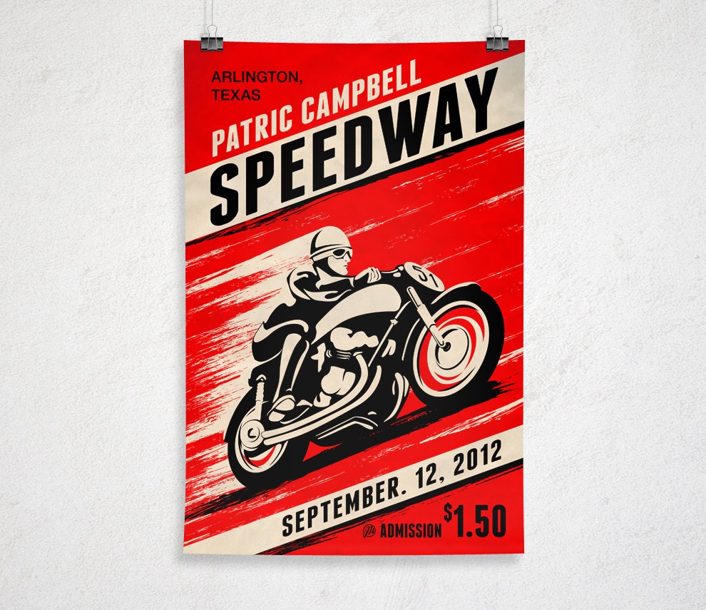 24x36 Custom Retro Motorcycle Racing Poster Printable