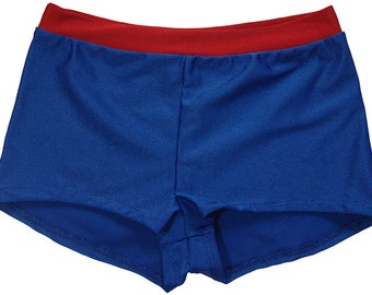 Red and Blue Spandex Dance Shorts.Great for Wonder Woman Costume
