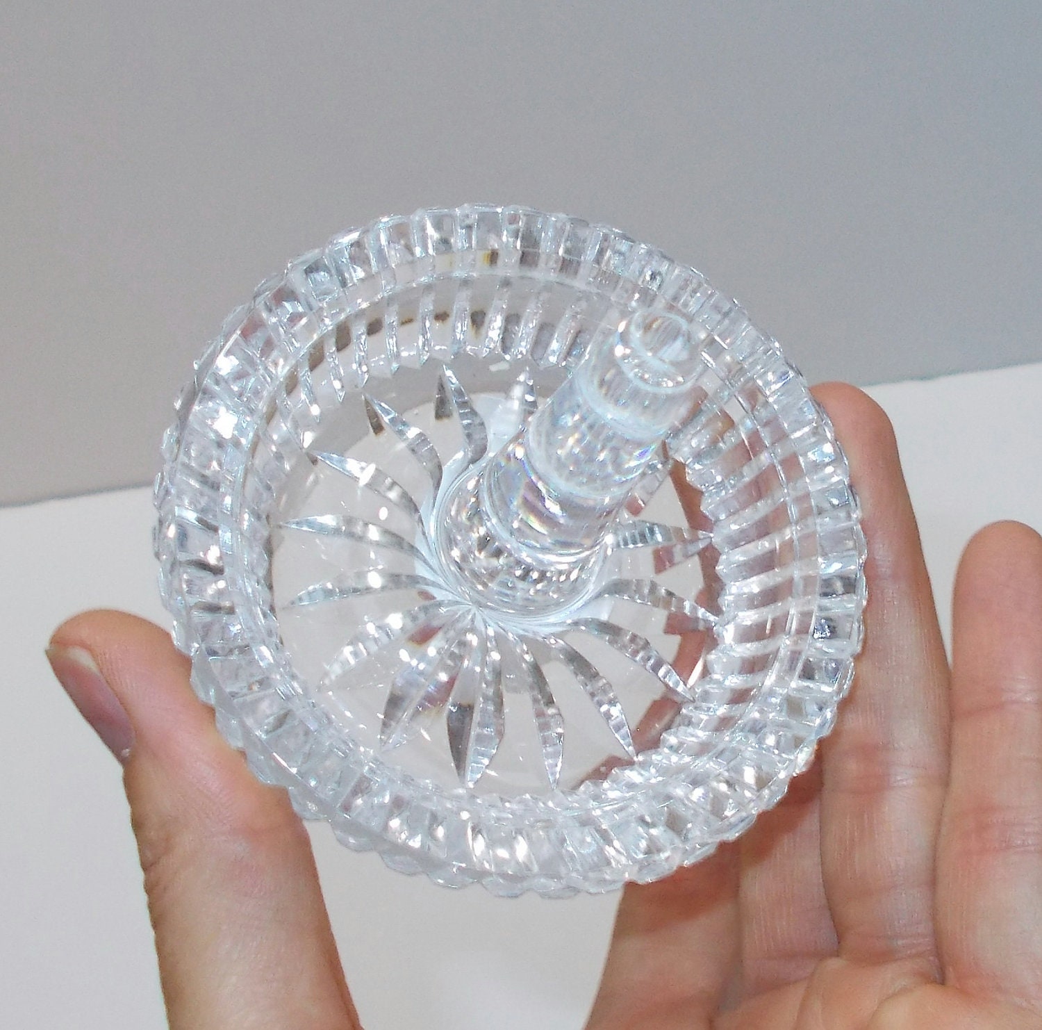 Clear Glass/Crystal Ring Holder Sombrero Style