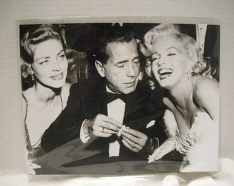 1950s Lauren Bacall, Humphrey Bogart and Marilyln Monroe vintage snapshot 8 x 10 reproduction