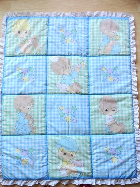 items-similar-to-gingham-boys-precious-moments-baby-panel-quilt-on-etsy