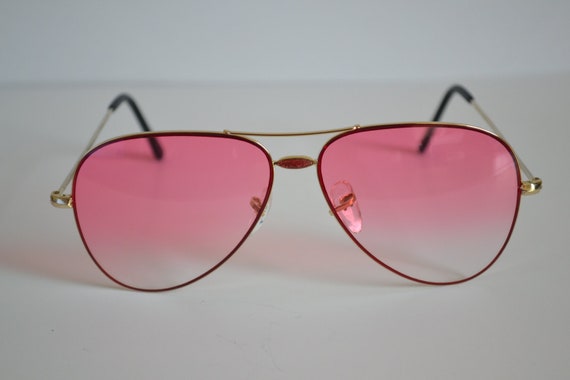 Vintage Rose Pink Tinted Aviator Sunglasses By Vintagesilo On Etsy 