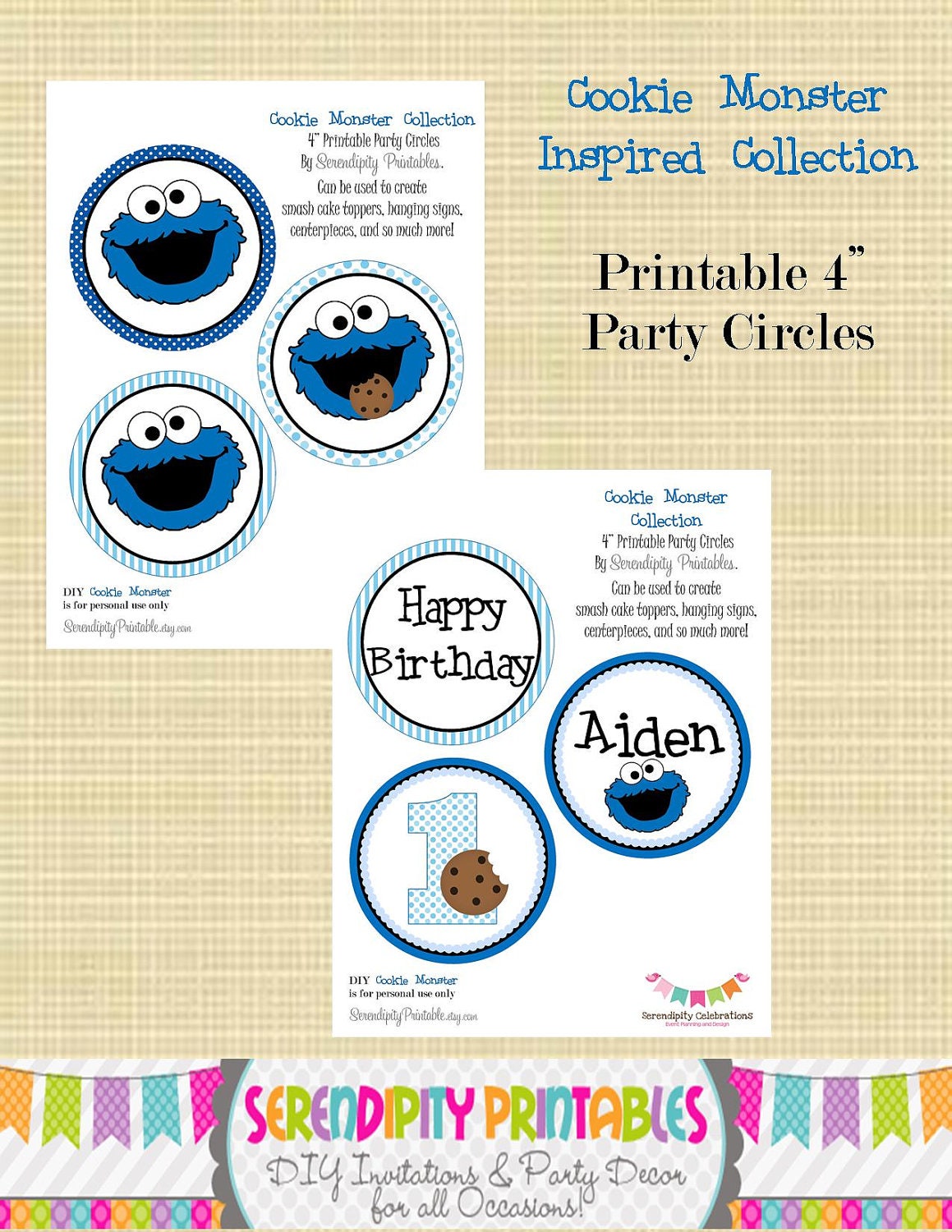 Cookie Monster Inspired Collection: Printable 4 Party