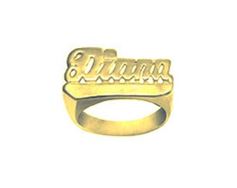 Name Ring 24K Gold Plated Sterling Silver Personalized Name Ring with Name of Your Choice Size 5 thru 10 Made in USA