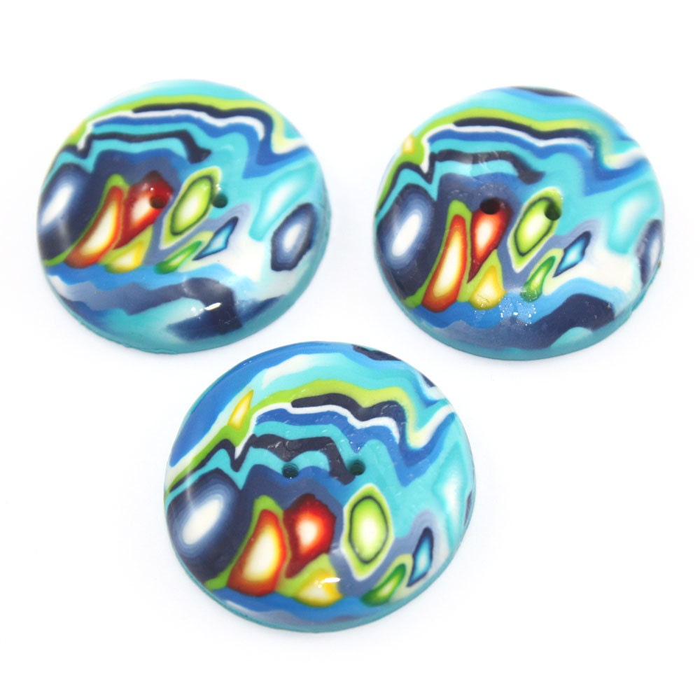 Polymer clay buttons handmade colorful buttons dots and