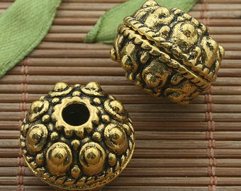 5pcs dark gold tone studded spacer beads h3331