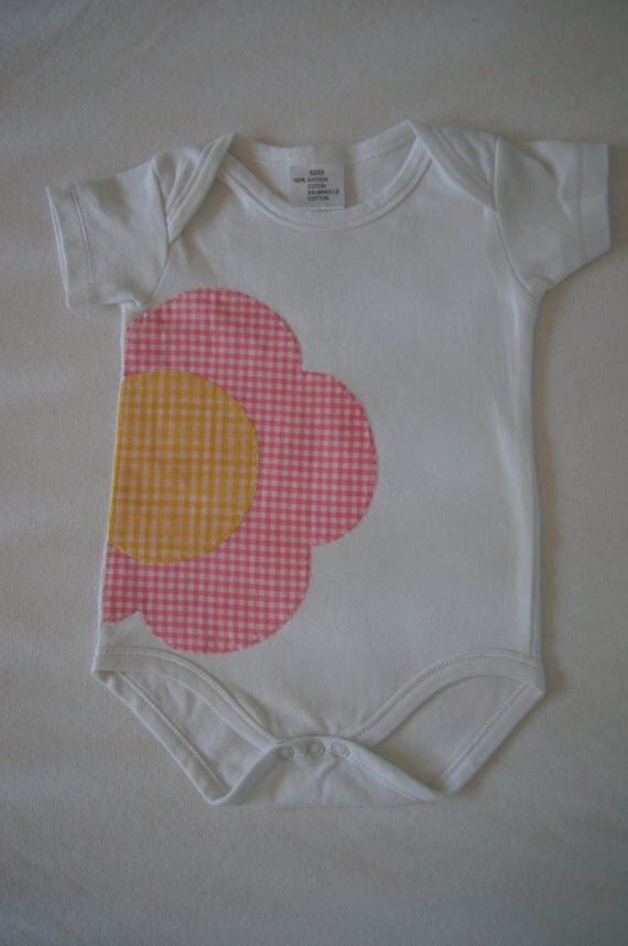 Flower Applique Onesie READY TO SHIP 3 to 6 Months by norahsnook1