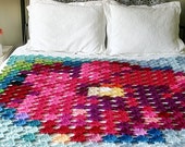 Pointillism Posie Crochet Pattern, Granny Square Flower Afghan Crochet Pattern, Blanket/Wall Hanging Pattern
