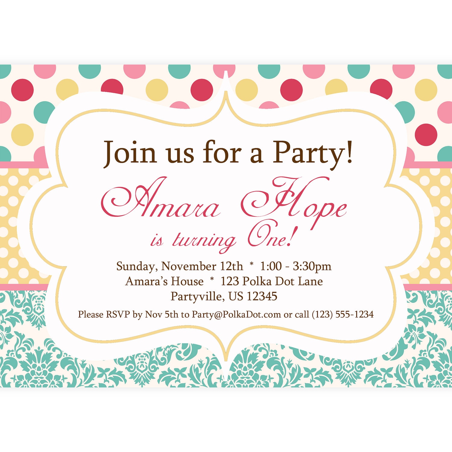 Polka Dot Party Invitations 6