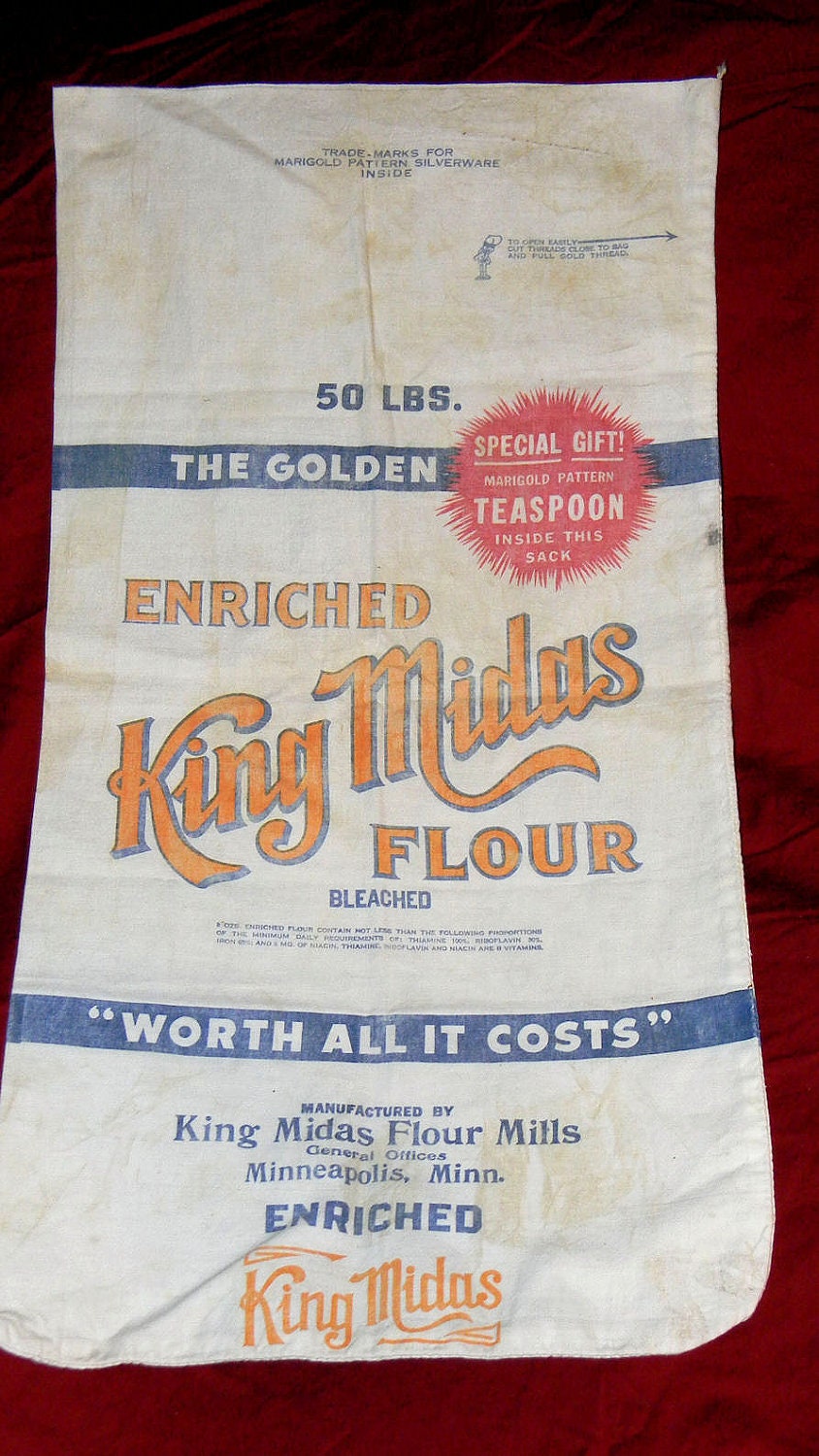 King Midas Flour Sack Vintage Flour Sack Depression