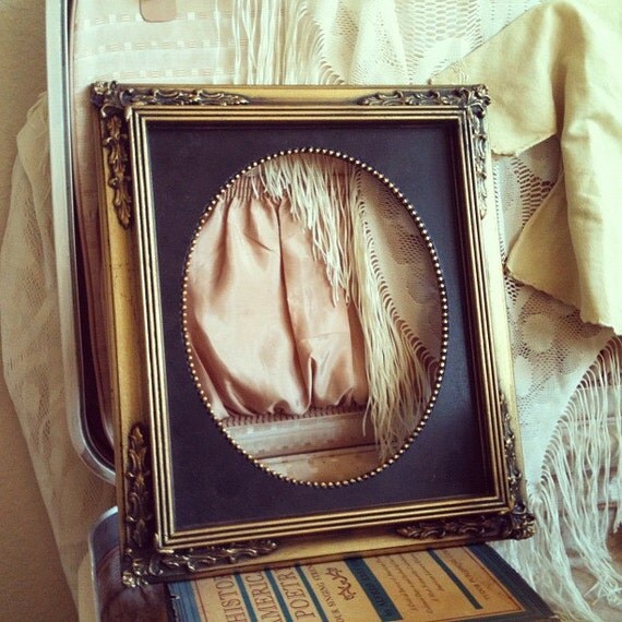 Vintage 8x10 Frame Gold Ornate Trim with Black Mat Oval