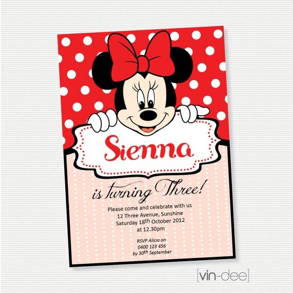 Items similar to Minnie Mouse Birthday Invitation DIY Printable on Etsy