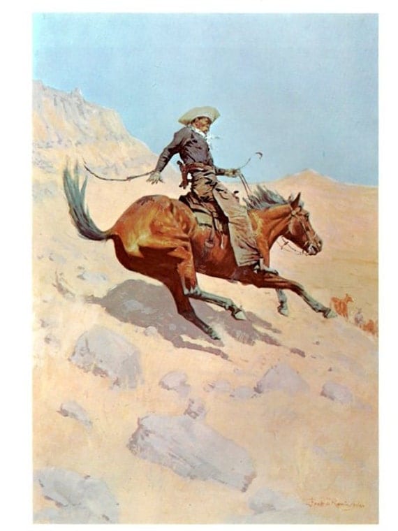 1902 Frederic Remington Art Print The Cowboy Horse Pony