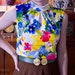 Floral 60's Sleeveless Blouse, size small