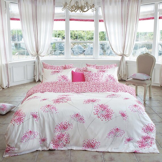 Items similar to SALE) 1100TC Sateen Beautiful Hot Pink Flower Pattern Queen Duvet Cover Set on Etsy