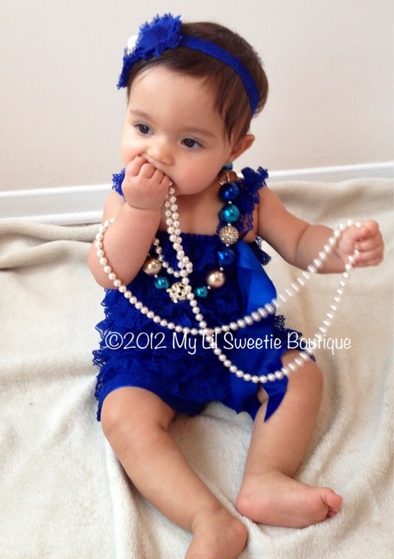 Royal Blue petti romper vintage style romper ruffle romper