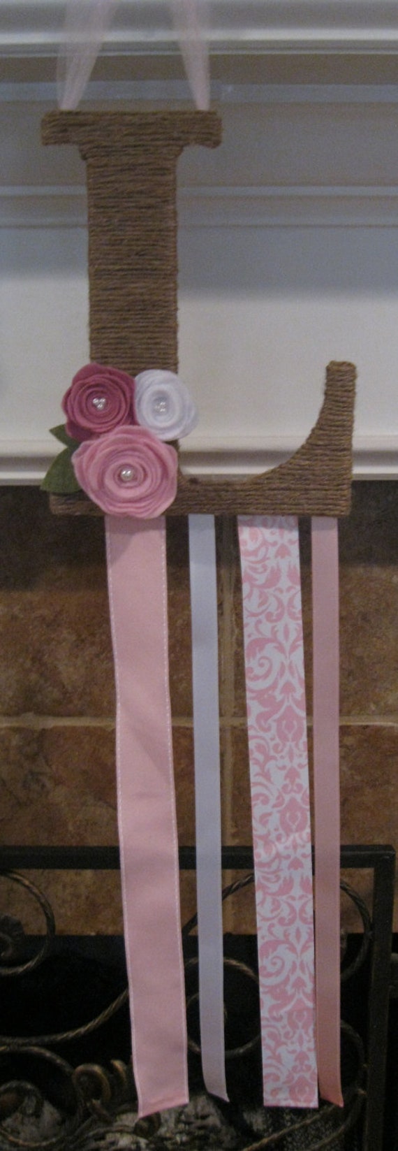 Items similar to Custom Twine Wrapped Initial Bow Holder on Etsy