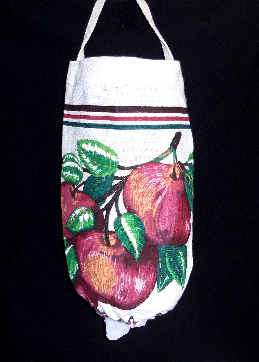 Reusable FABRIC PLASTIC BAG Holder Fresh Apples by LYKDesigns
