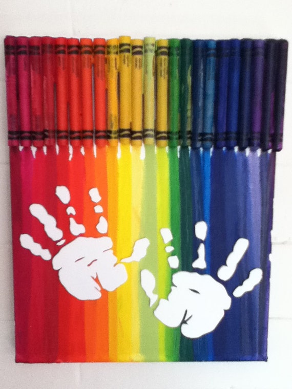 Items similar to Melted Crayon Art Baby Handprints on Etsy
