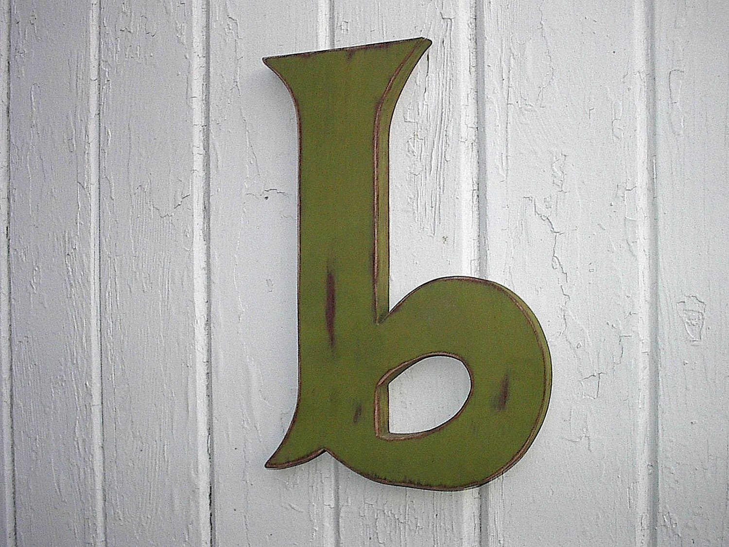 Shabby Chic Wooden Letters B 12 Lowercase Green Rustic