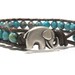 Turquoise (color) Beaded Wrap Bracelet, Leather Wrap Bracelet
