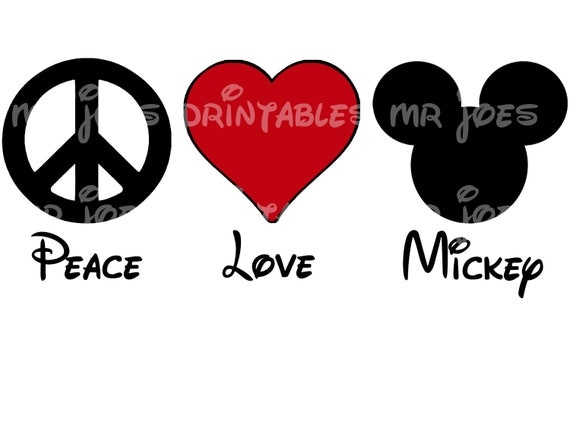 Download Items similar to Peace Love Mickey Printable DIY Disney ...