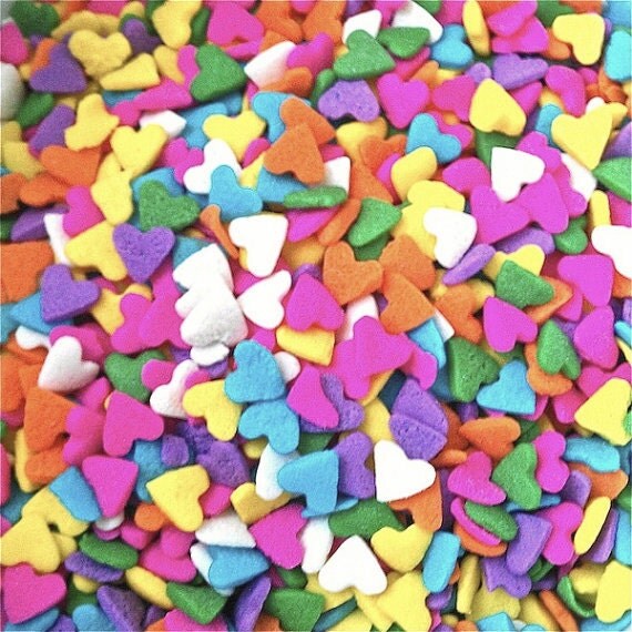 2.6 OZ. Edible Multi Colored Heart Confetti - Edible Cake Decoration - Baking Candy Making Party Supplies Il_570xn